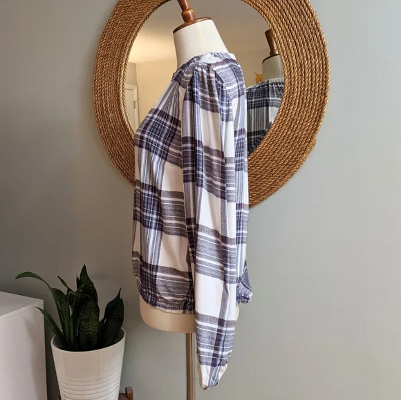 Anthropologie Cloth and Stone Glacier Plaid Top - Picture 3 of 5